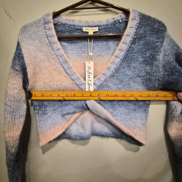 For Love And Lemons NWT Celeste Twist Knot Cropped Cotton Candy Pastel Sweater M - Picture 10 of 12